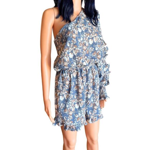 NWT En Saison One Shoulder Floral Print Romper - Picture 4 of 7